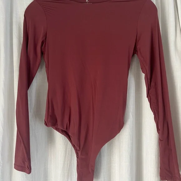 Burgundy Long Sleeve Bodysuit - Picture 1 of 3